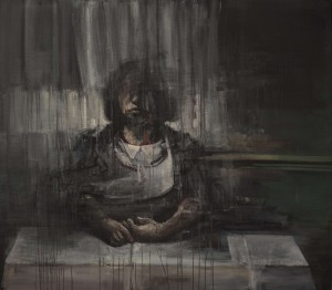 Figure and table, 2013-14, oil on linen,  130x150 cm
